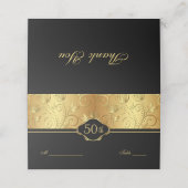 Carte De Placement Gold Floral Noir 50e Mariage Accueil Voiture (Extérieur déplié)