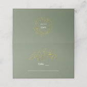 Carte De Placement Gold Floral Sage Green Wedding Table Number (Extérieur déplié)