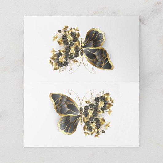 Carte De Placement Gold flower Butterfly with Black Orchid (Extérieur déplié)