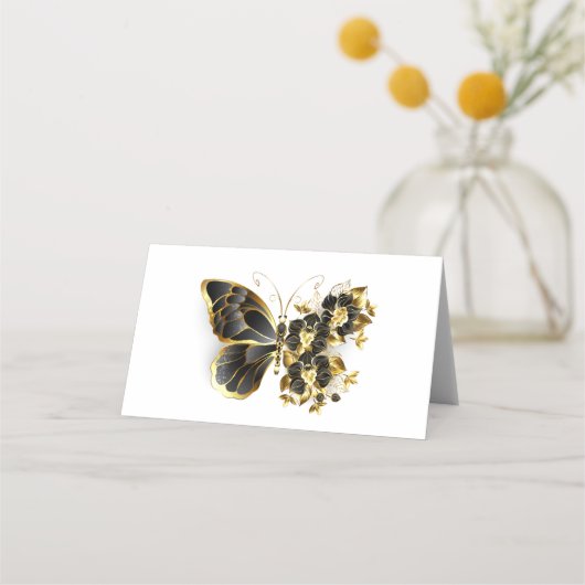 Carte De Placement Gold flower Butterfly with Black Orchid (Dos)