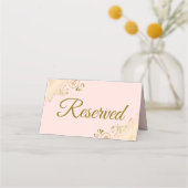 Carte De Placement Gold Frills Blush Rose Elégant Mariage Réservé (Dos)