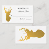 Carte De Placement Gold Reindeer Antler Modern Mariage Numéro de tabl (Devant / Derrière)