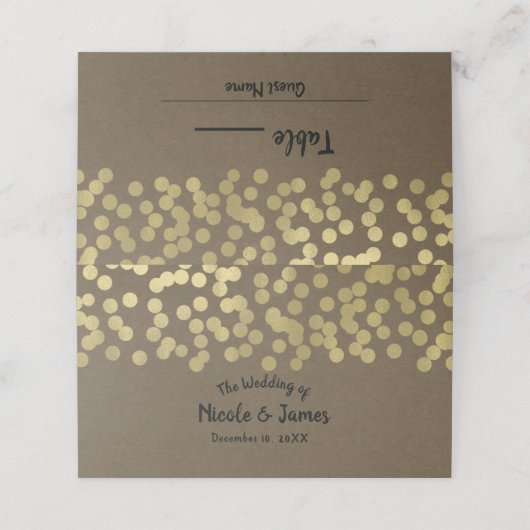 Carte De Placement Gold Script Moderne Chic Rustique Table Mariage Kr (Extérieur déplié)