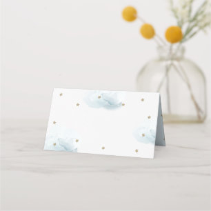 Carte De Placement Gold Star & Blue Cloud Baby shower Blank