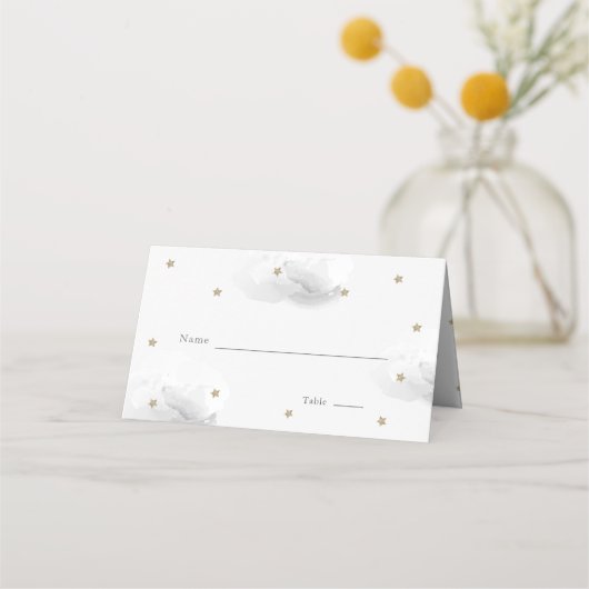 Carte De Placement Gold Star & Grey Cloud Baby shower (Devant)