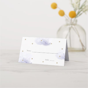 Carte De Placement Gold Star & Lavender Cloud Baby shower Place Card