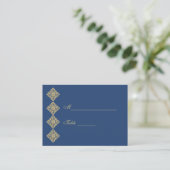 Carte De Placement Golden Diamond Damask Blue Table Paramètre (Debout devant)