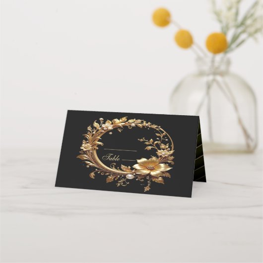 Carte De Placement Golden Floral Ornate Frame Place Card (Devant)