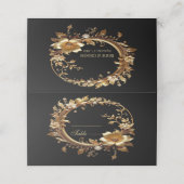 Carte De Placement Golden Floral Ornate Frame Place Card (Extérieur déplié)