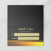 Carte De Placement Golden Ocean, Elégant Mariage plage (Extérieur déplié)