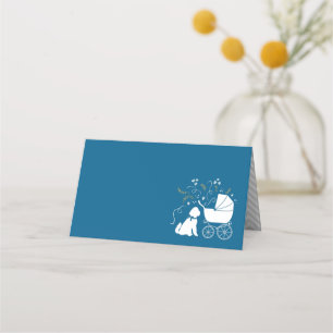 Carte De Placement Goldendoodle Chien Baby shower Garçon bleu