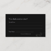 Carte De Placement Gothique Black Floral Bachelorette Partie (Dos)