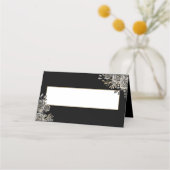 Carte De Placement Gothique Floral Rose Noir Et Or Mariage Plié (Devant)