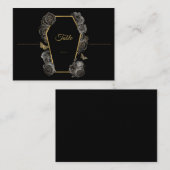 Carte De Placement Gothique Noir & Or Rose Mariage de café plat (Devant / Derrière)