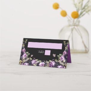 Carte De Placement Gothique violet et noir Moody Florals Quinceañera
