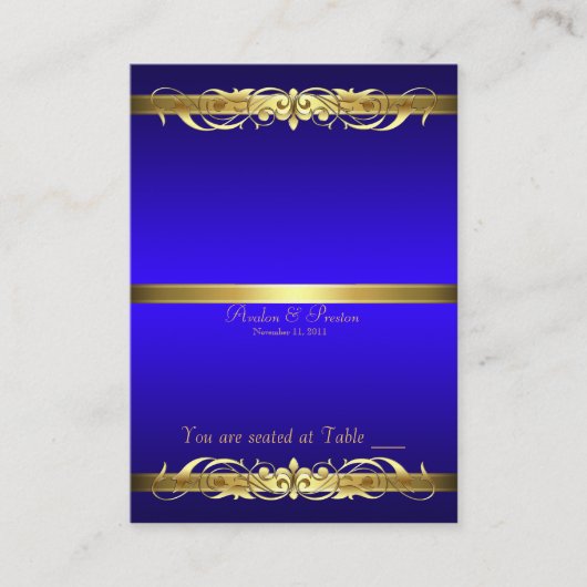 Carte De Placement Grand Duchess Blue Gold Soll Table Placecard (Devant)