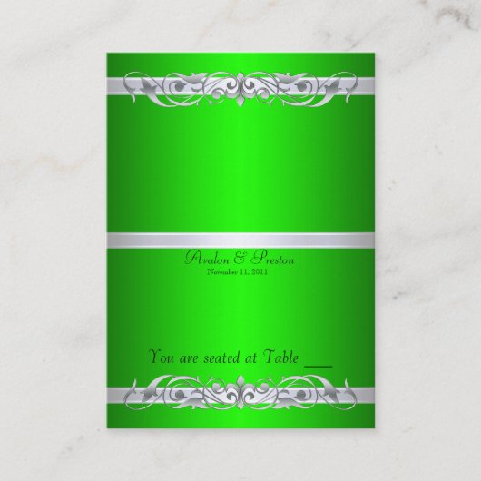 Carte De Placement Grand Duchess Green Scroll Table pliante Plaque (Devant)