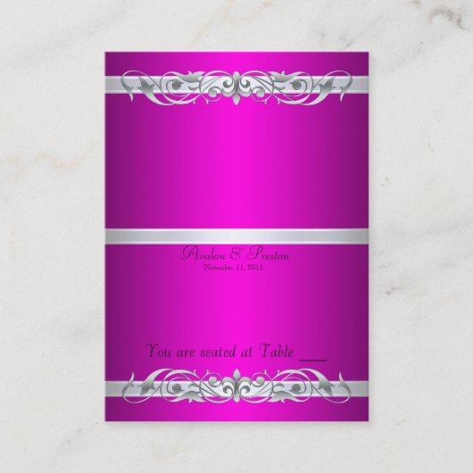 Carte De Placement Grand Duchess Pink Scroll Table pliante Plaque (Devant)