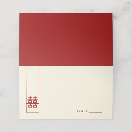 Carte De Placement Grand Rectangle double bonheur Mariage chinois (Extérieur déplié)