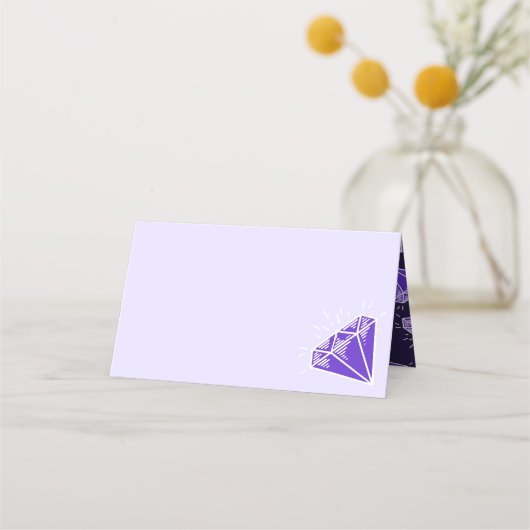 Carte De Placement Graphique en pierre à gemmes violet mariage (Dos)