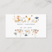 Carte De Placement Gras élégant Mariage floral plat (Dos)