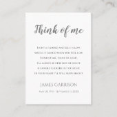 Carte De Placement Gray Pensez à moi Célébration de la vie bougie (Devant)