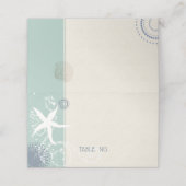 Carte De Placement Grayed Jade Dusty Blue Beach Wedding (Extérieur déplié)
