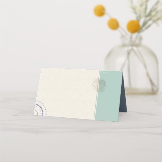 Carte De Placement Grayed Jade Dusty Blue Beach Wedding (Dos)