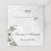 Carte De Placement Green Boho Berry Wreath Grey Mariage damassé (Extérieur déplié)