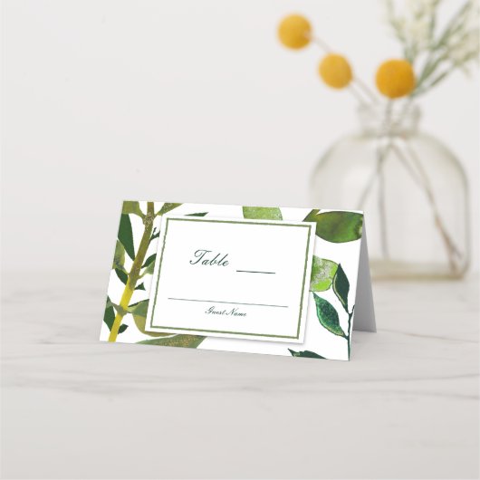 Carte De Placement Green Botanical Glam Plante Feuilles Table assise (Dos)