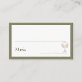 Carte De Placement Green Floral Spanish Wine Glass Wedding Mesa (Devant)