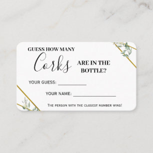 Carte De Placement Green Gold Combien de Corks Shower Game Card