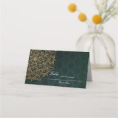 Carte De Placement Green & Gold Marocain Arabe Nights Numéro de table (Dos)