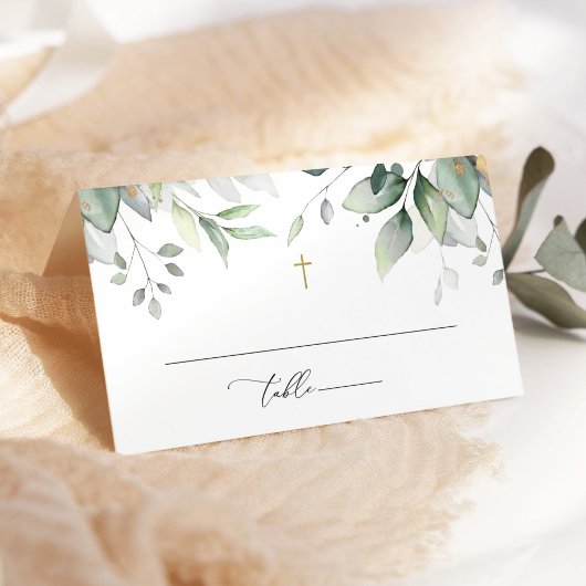 Carte De Placement Greenery, Eucalyptus Leaves, Boho, Baptism