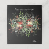 Carte De Placement Greens de Noël | Noir | Mariage de Noël (Extérieur déplié)