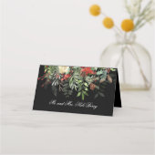 Carte De Placement Greens de Noël | Noir | Mariage de Noël (Dos)
