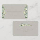 Carte De Placement Greige Snowberry+Eucalyptus Appartement de mariage (Devant / Derrière)