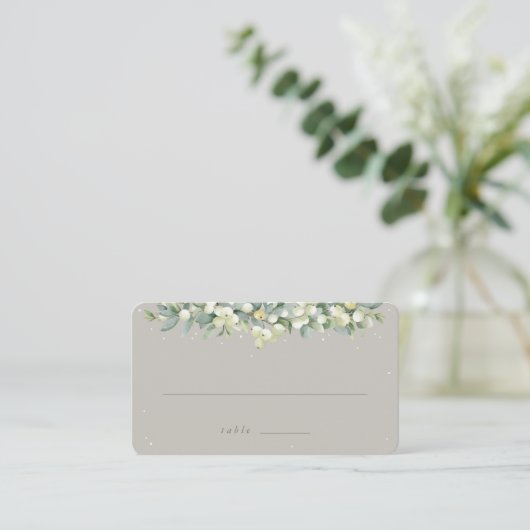 Carte De Placement Greige Snowberry+Eucalyptus Appartement de mariage (Debout devant)