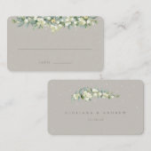 Carte De Placement Greige Snowberry+Eucalyptus Appartement de mariage (Devant / Derrière)
