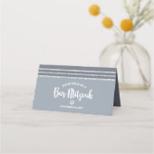 Carte De Placement Gris Bar Mitzvah Silver Tallit Bold Script Moderne (Dos)