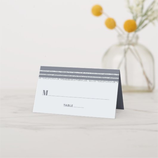 Carte De Placement Gris Bar Mitzvah Silver Tallit Bold Script Moderne (Devant)