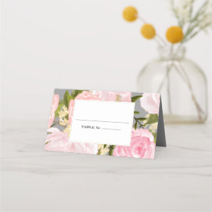Carte De Placement Gris Mariage couleur d'aquarelle pour les pivoin