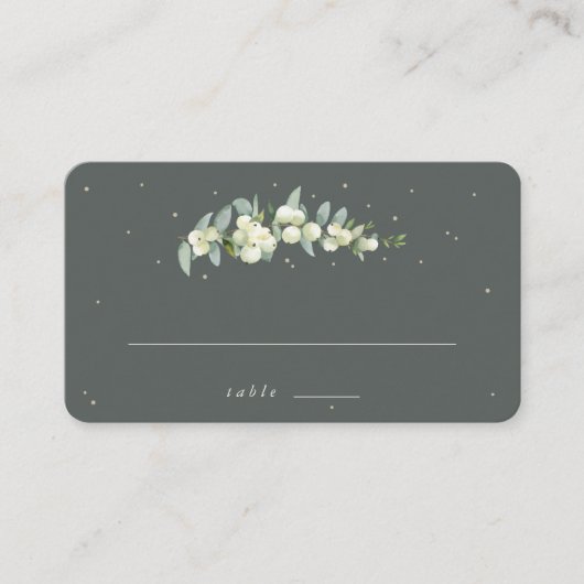 Carte De Placement Gris vert Snowberry+Eucalyptus Mariage plat (Devant)