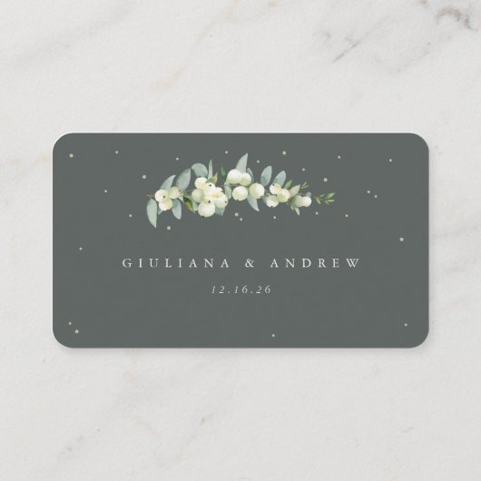 Carte De Placement Gris vert Snowberry+Eucalyptus Mariage plat (Dos)