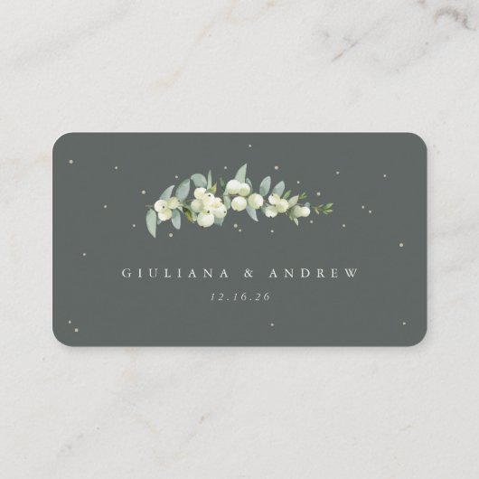 Carte De Placement Gris vierge Gris vert Snowberry+Eucalyptus Mariage (Dos)