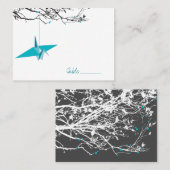 Carte De Placement Grue Turquoise Sur Branches Mariage asiatique (Devant / Derrière)