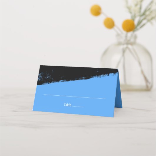 Carte De Placement Grunge Blue Black Bar Mitzvah replié (Devant)