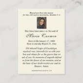 Carte De Placement Guadalupe Vierge Marie (Dos)