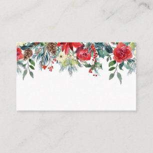 Carte De Placement Guirlande de fleurs de Noël à l'aquarelle et de po