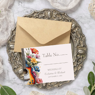 Carte De Placement Guitare Wildflower Musical Country Mariage de Prin